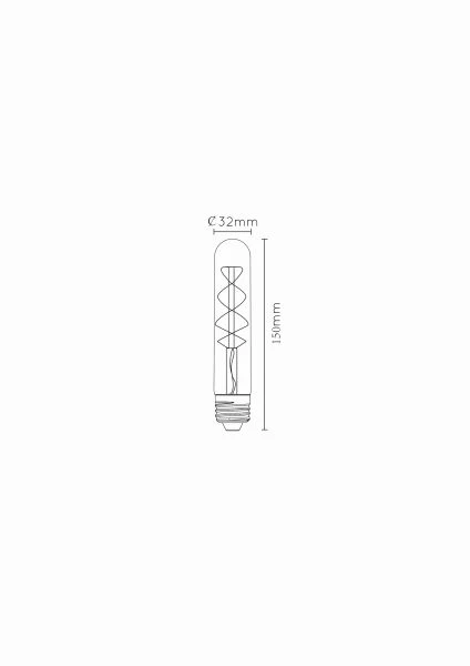 Lucide T32 - Lámpara de filamento - Ø 3 cm - LED Regul. - E27 - 1x4,9W 2200K - Ámbar - técnico